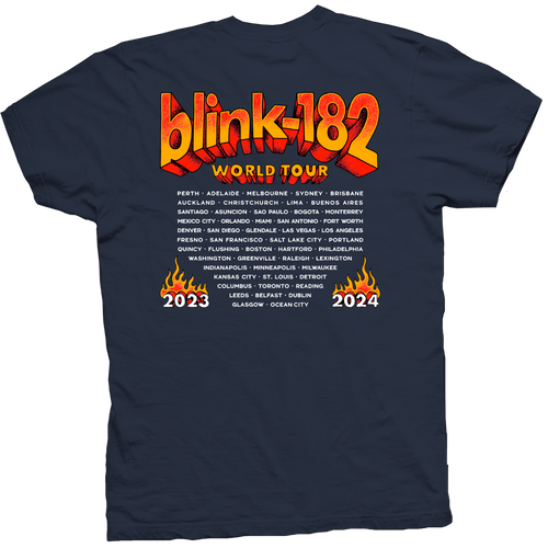 BLINK 182 WORLD ON FIRE INDIGO TEE