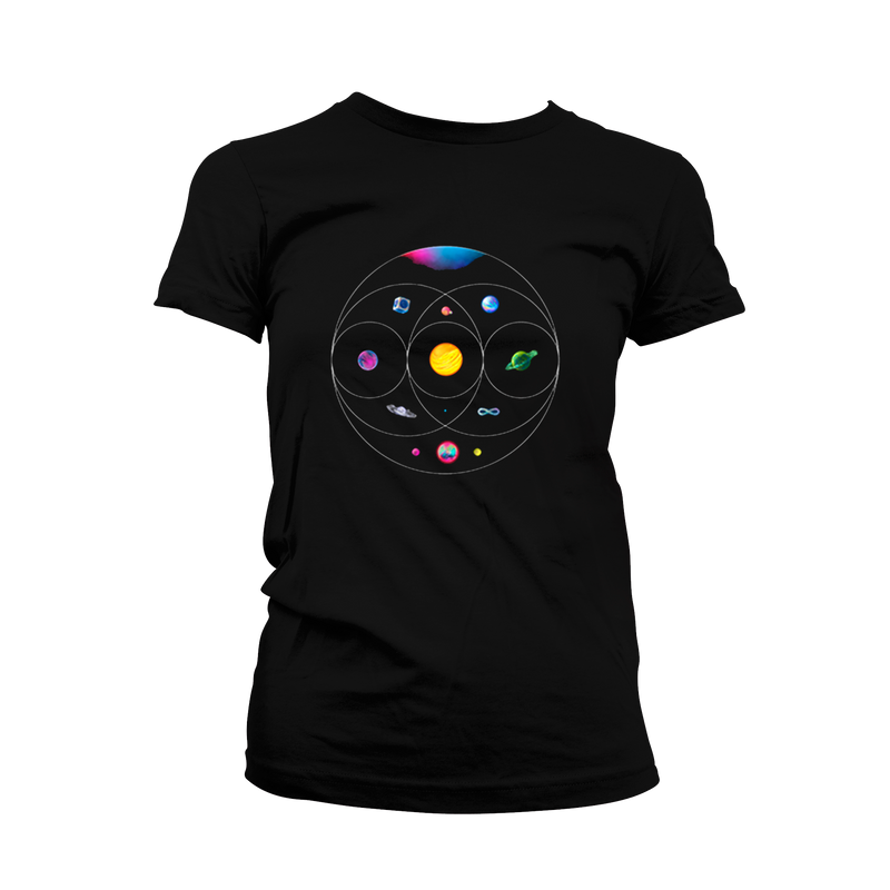 Playera Coldplay Planets/Tour Black (Mujer)